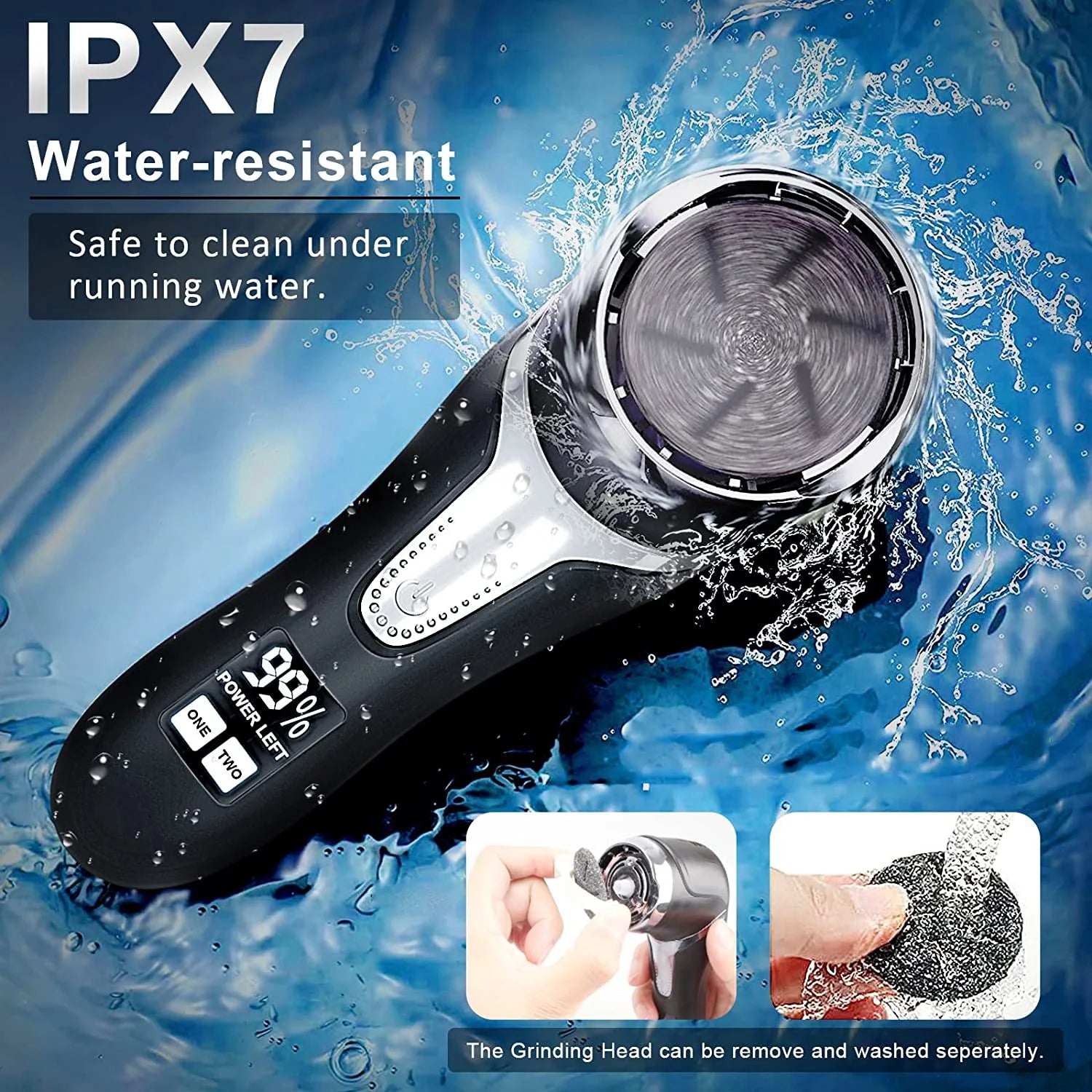 Electric Callus Remover for Feet, Portable Pedicure Kit Foot File Callus Remover, Rechargeable Waterproof Foot File for Foot Care Deadskin Remover with 3Head & LCD Display