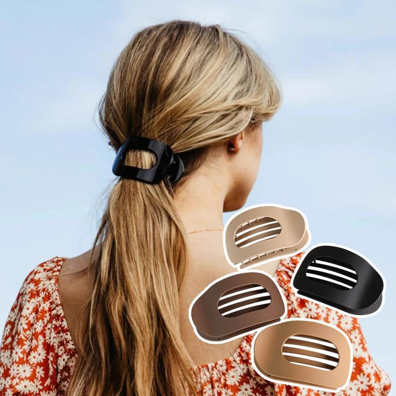 Upgrade Your Hair Game with Our 4-Piece Seamless Flat Oval Hair Clip Set - Stylish, Durable, and Perfect for Any Hairstyle!